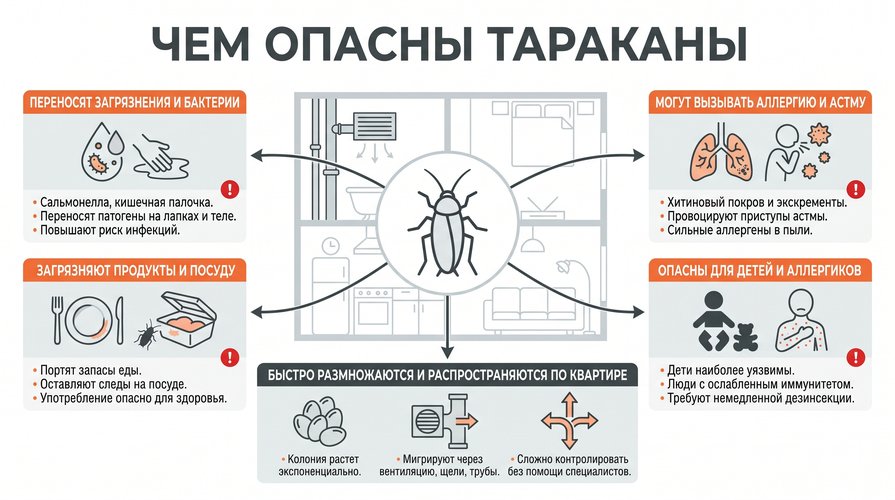 инфографика чем опасны тараканы для человека